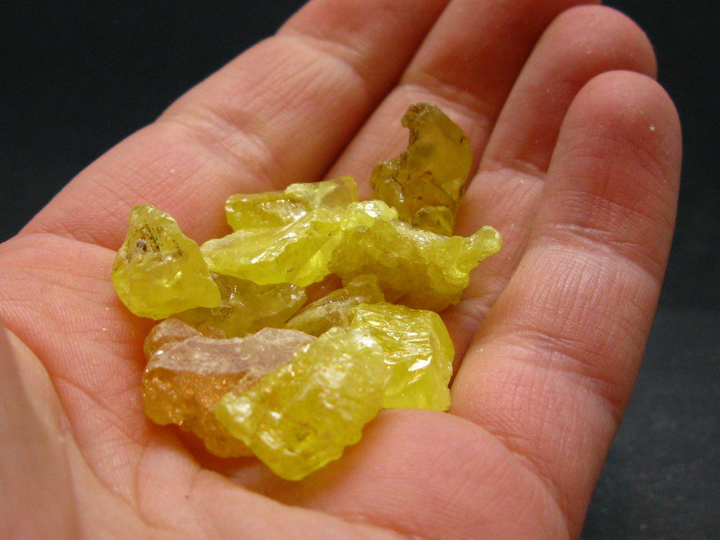 Lot Of 10 Large Yellow Sulphur Sulfur Crystals From Italy - 10.56 Grams
