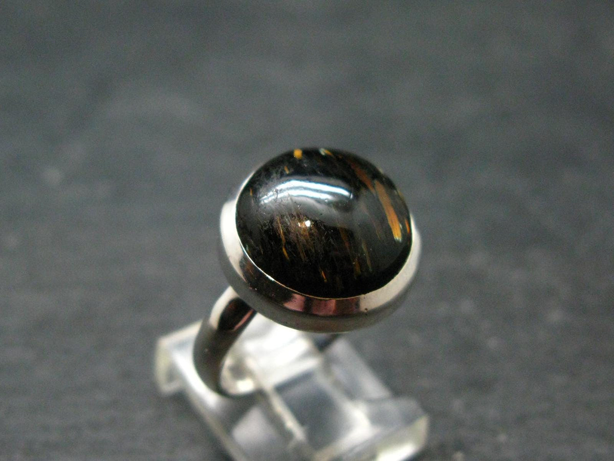 Real!! Very Rare Nuumite Nuummite Sterling Silver Ring from Greenland - 5.71 Grams - Size 8
