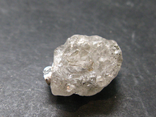 Gray Herderite Silver Pendant from Africa - 1.0" - 5.44 Grams