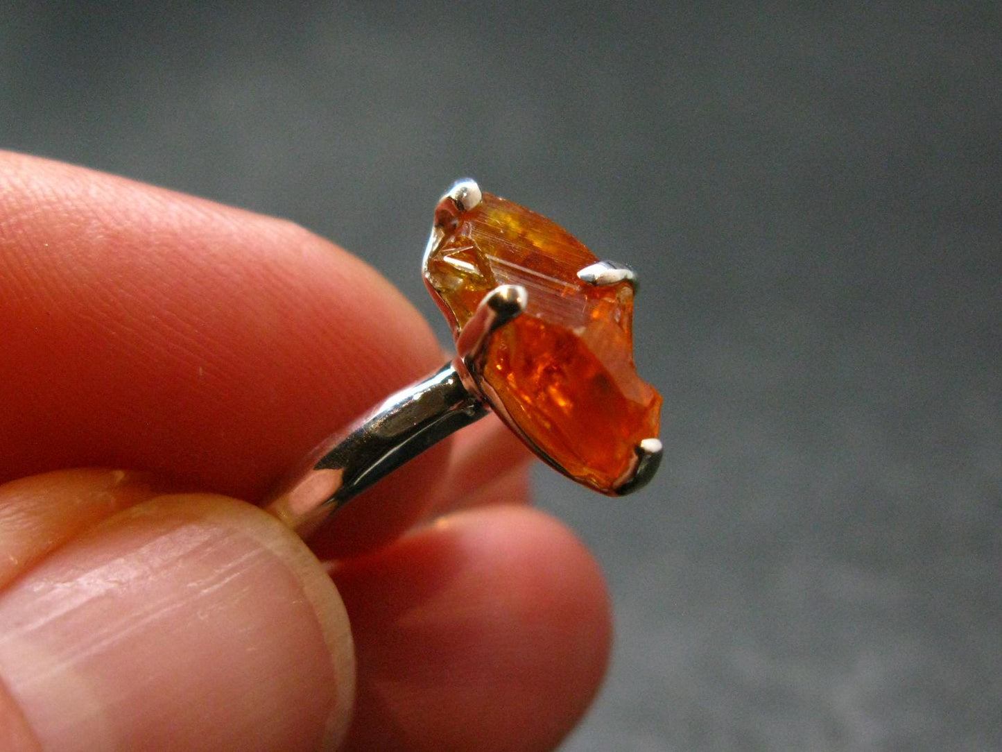 Fire Red Zincite Zinkite 925 Silver Ring from Poland - Size 5 - 2.66 Grams