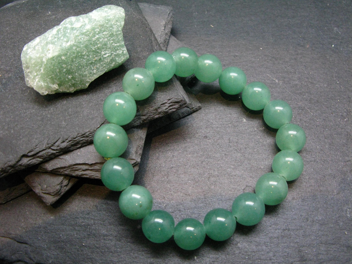 Green Aventurine Genuine Bracelet ~ 7 Inches ~ 12mm Round Beads