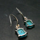 Nice Raw Natural Turquoise Sterling Silver Earrings from Mexico - 1.53 Grams