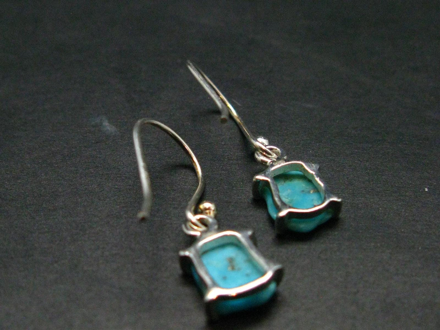 Nice Raw Natural Turquoise Sterling Silver Earrings from Mexico - 1.53 Grams