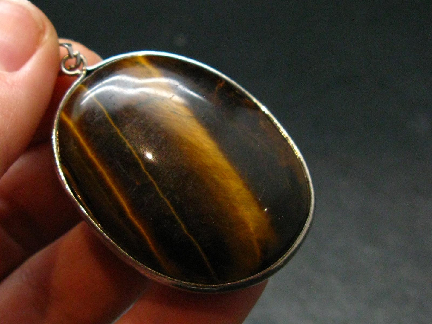 Tiger Eye Silver Plated Pendant - 2.0"