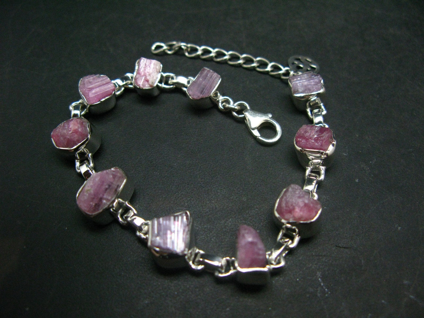 Pink Tanzanite Silver Bracelet From Tanzania - 7" - 15.7 Grams