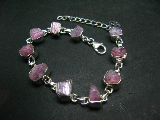 Pink Tanzanite Silver Bracelet From Tanzania - 7" - 15.7 Grams