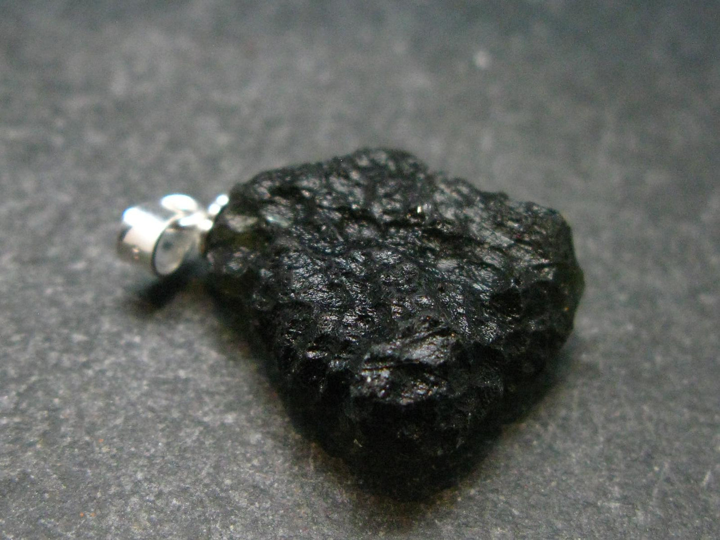 Moldavite Tektite Silver Pendant from Czech Republic - 1.0" - 3.28 Grams