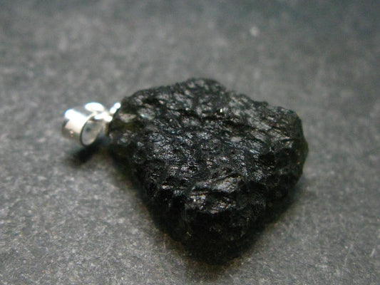 Moldavite Tektite Silver Pendant from Czech Republic - 1.0" - 3.28 Grams