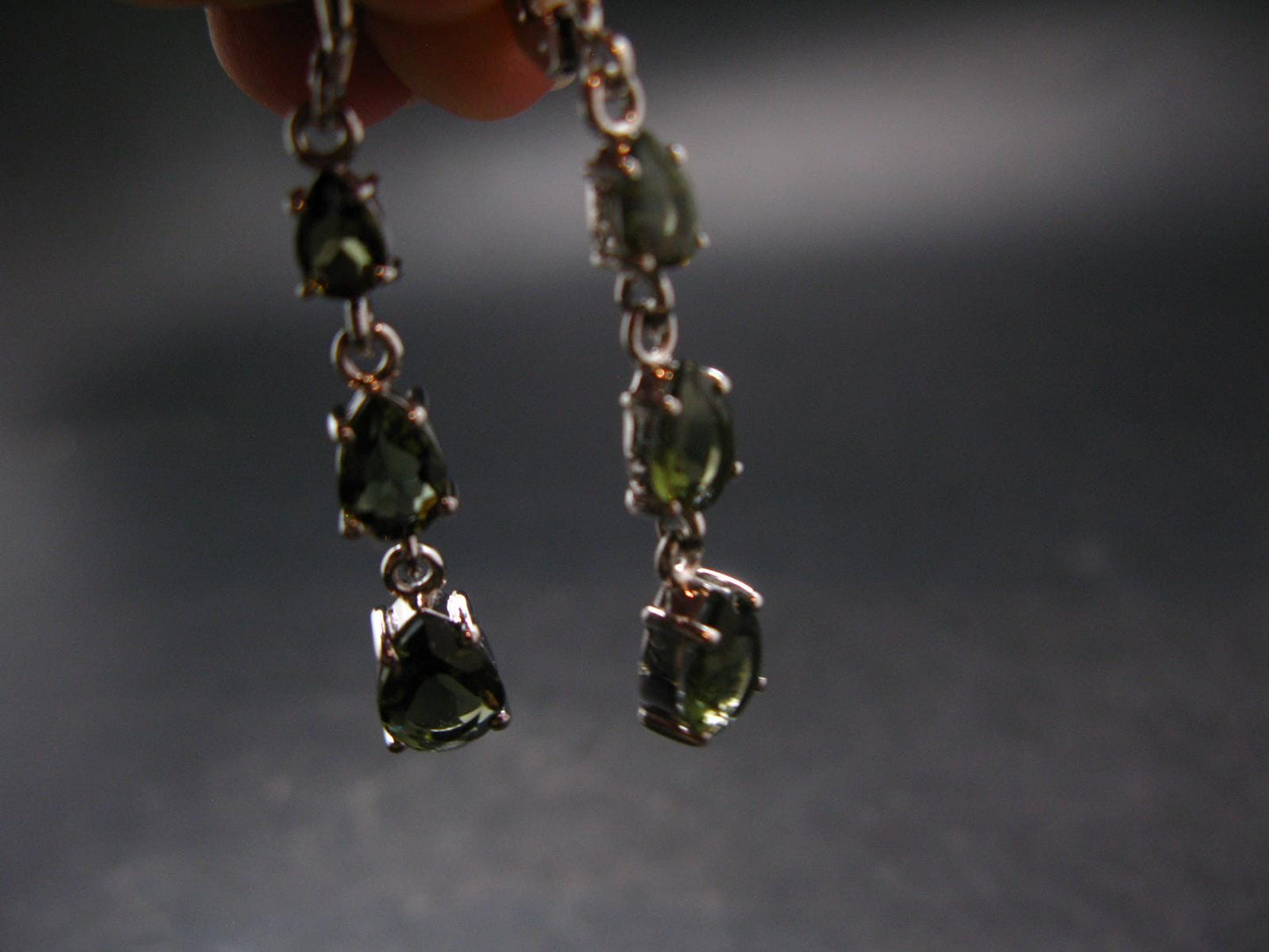 Moldavite Tektite Silver Earrings from Czech Republic - 3.85 Grams
