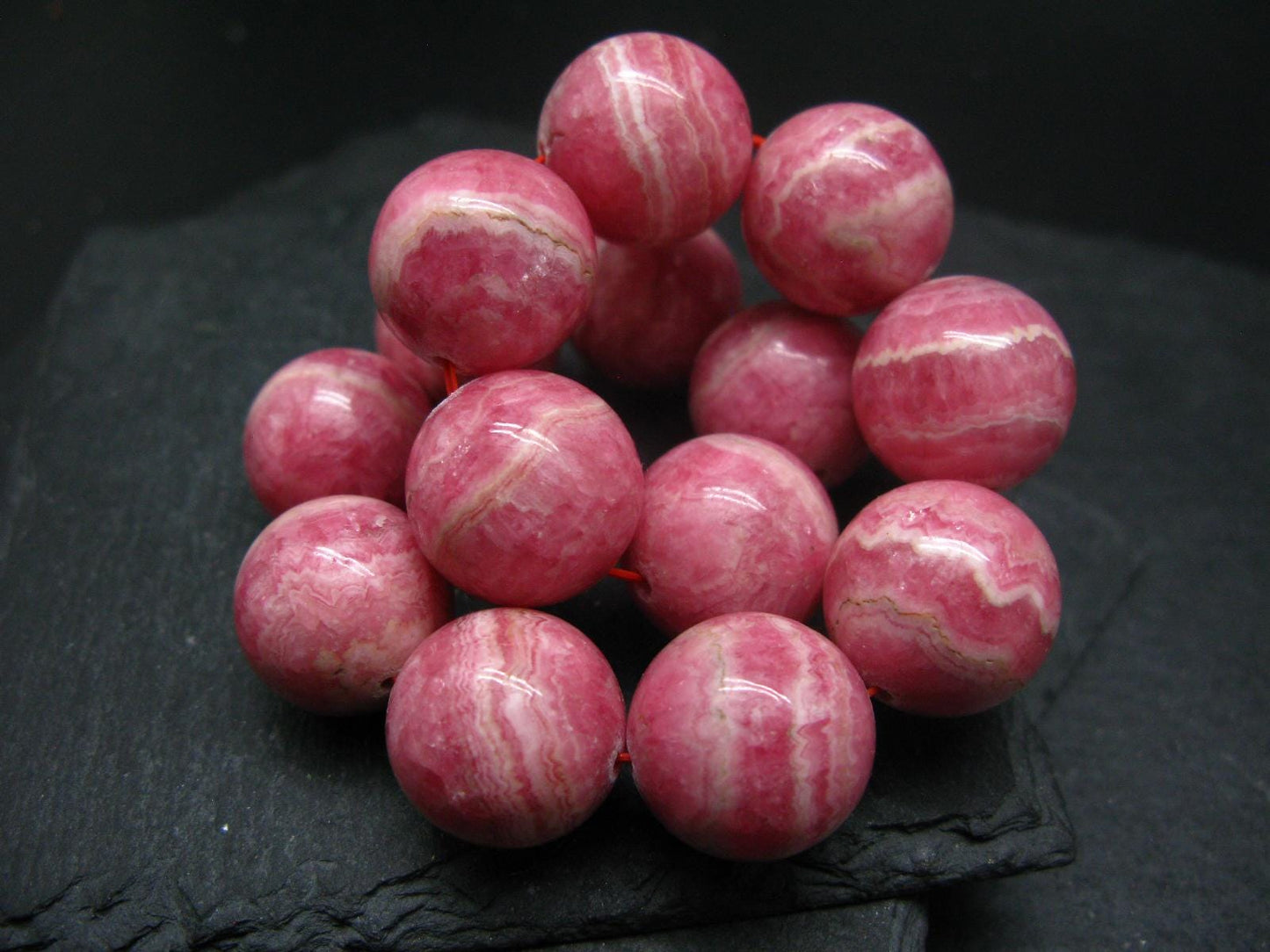 Rhodochrosite Genuine Bracelet ~ 8 Inches ~ 18mm Round Beads