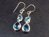 Faceted Natural Sky Blue Topaz Dangle 925 Silver Earrings from Brazil - 1.4" - 3.7 Grams