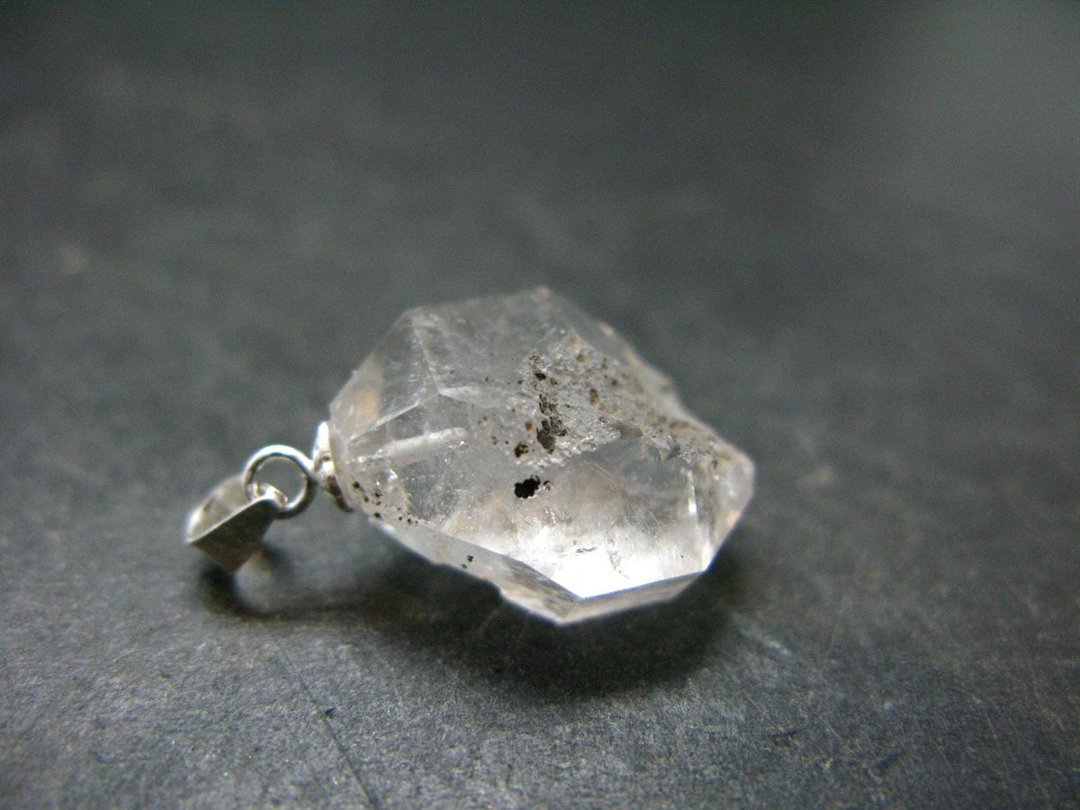 Fine Natural Herkimer Diamond Silver Pendant From New York - 0.9" - 2.86 Grams