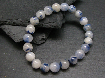 Dumortierite In Quartz Genuine Bracelet ~ 7 Inches ~ 8mm Round Beads