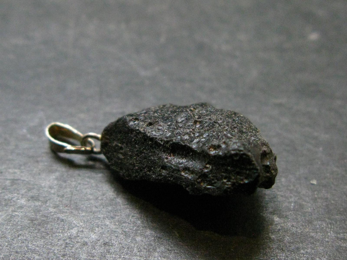 Tibetan Black Tektite Silver Pendant From Tibet - 1.3" - 6.05 Grams