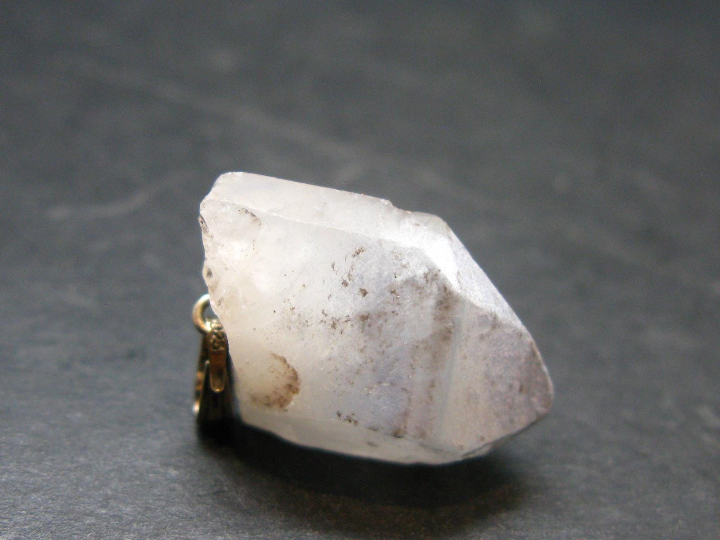 Dumortierite In Terminated Quartz Crystal Silver Pendant From Brazil - 1.1" - 5.90 Grams