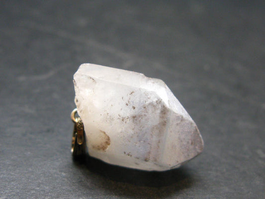 Dumortierite In Terminated Quartz Crystal Silver Pendant From Brazil - 1.1" - 5.90 Grams