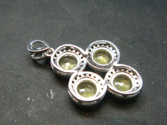 Nice Natural Faceted Yellow Sapphire 925 Sterling Silver Pendant - 1.1" - 3.10 Grams