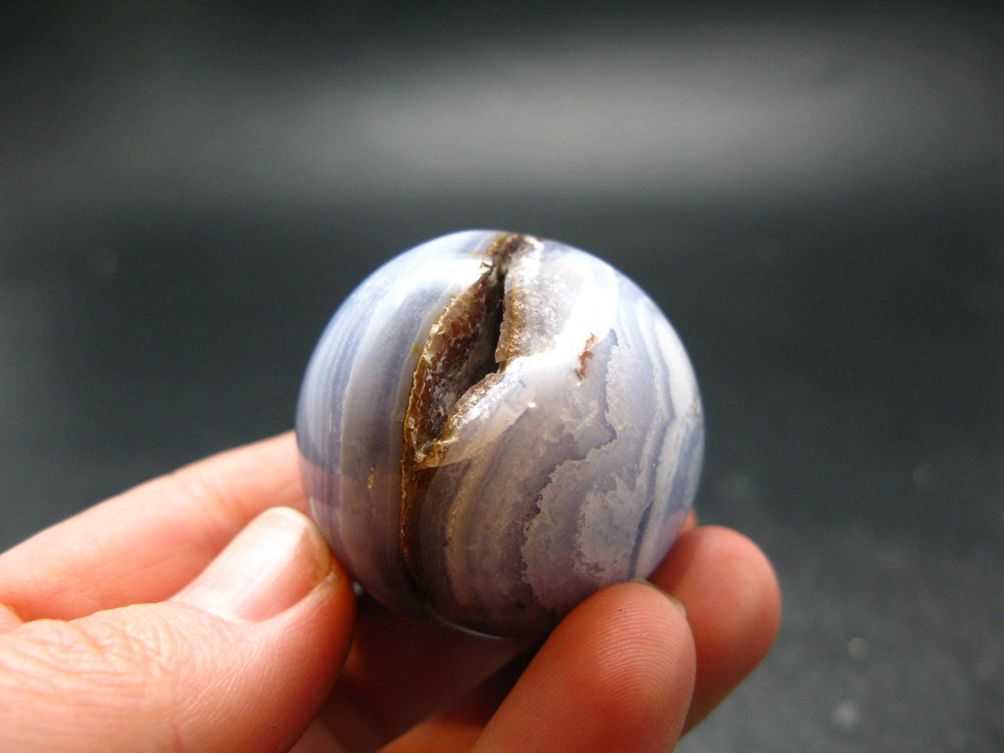 Rare Blue Lace Holly Chalcedony Agate Sphere From Malawi - 1.4"