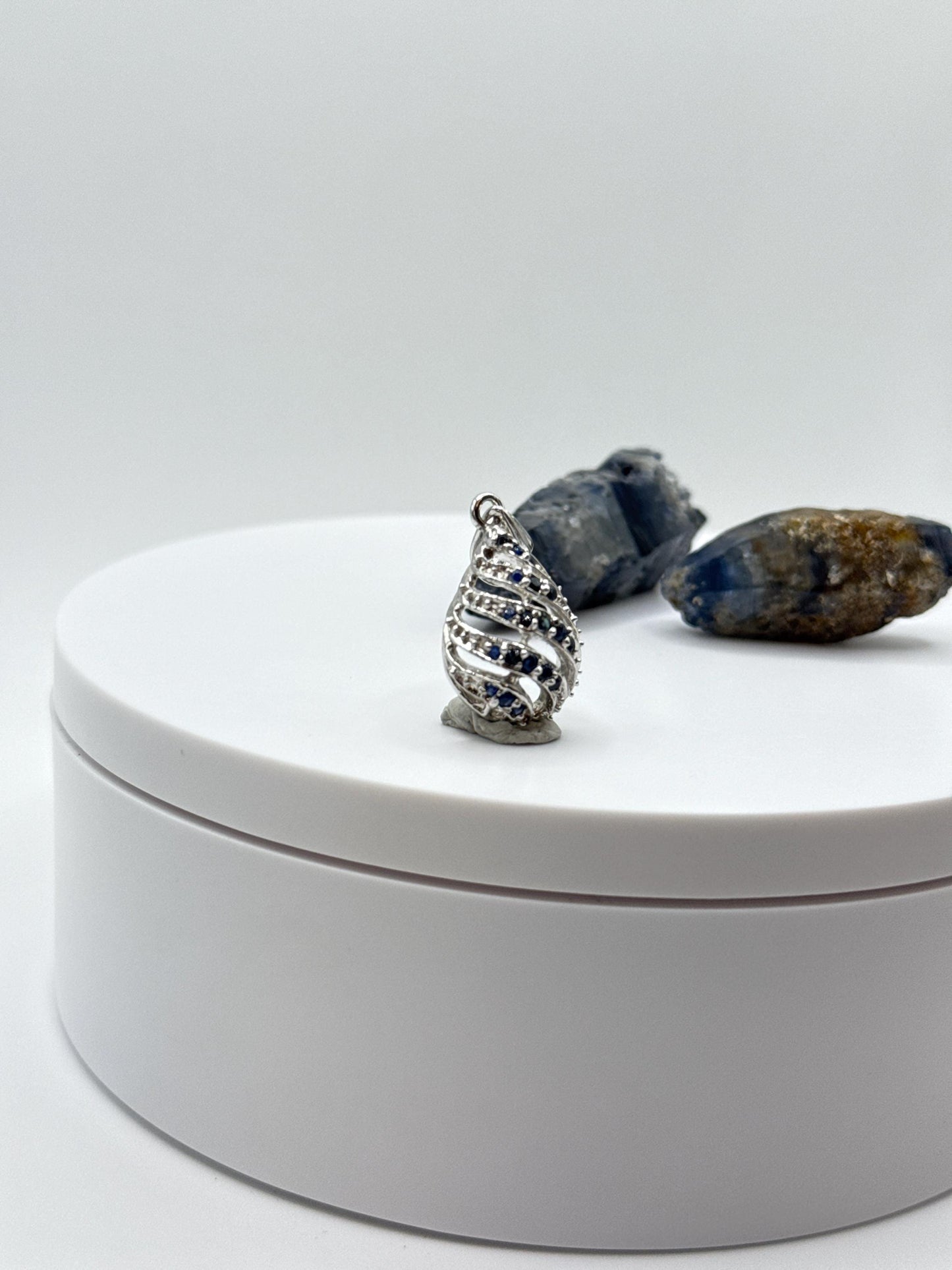 Sapphire Spiral Pendant | Natural Blue Sapphire Necklace | Sterling Silver Swirl Pendant | September Birthstone Jewelry - 3.40 g