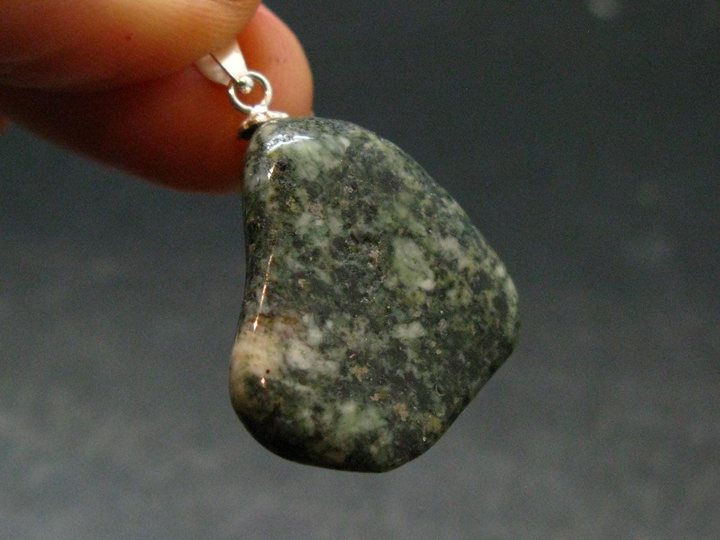 Rare Stonehenge Bluestone SS Pendant From Wales UK - 1.2" - 6.91 Grams
