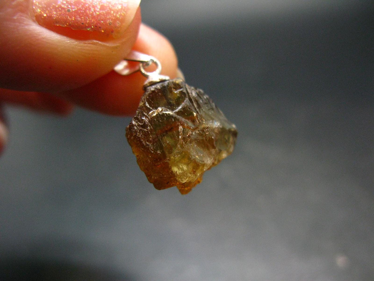 Rare Enstatite Crystal 925 Silver Pendant From Tanzania - 0.9" - 2.29 Grams