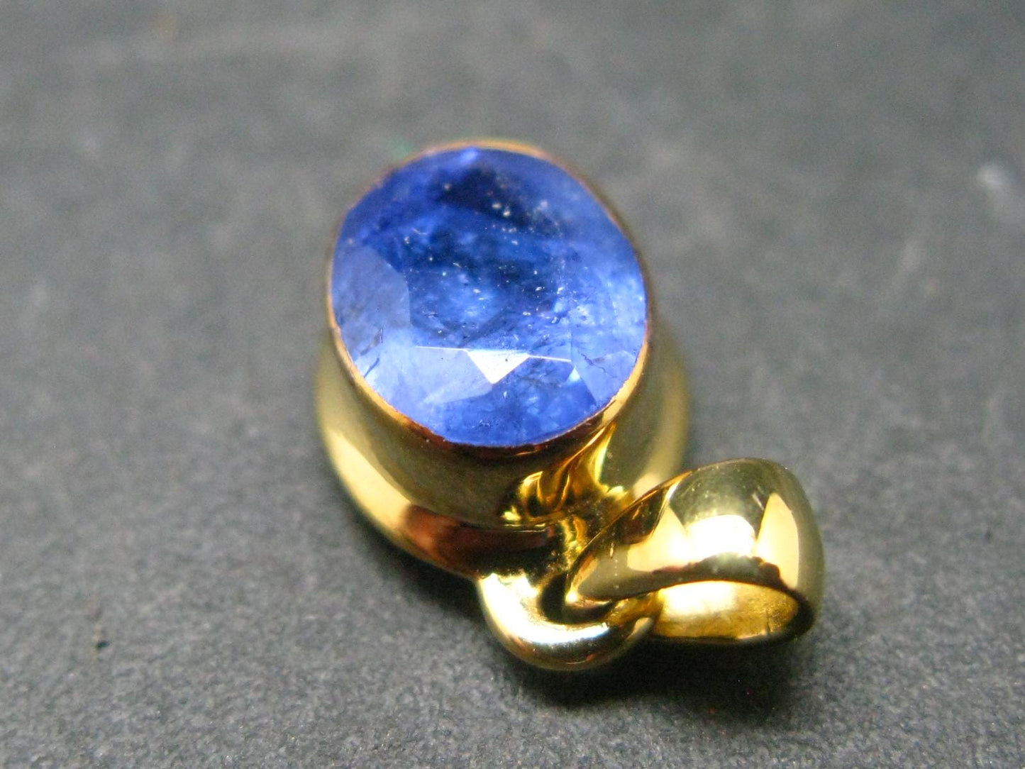 Natural Faceted Tanzanite Gold Plated Sterling Silver Pendant from Tanzania - 0.7"