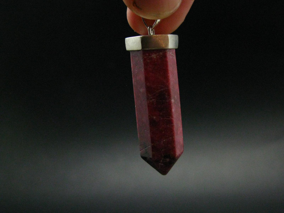 Thulite Silver Pendant From Norway - 1.8"