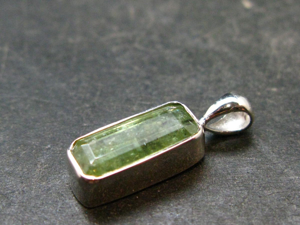 Green Kyanite Crystal Silver Pendant From Tanzania - 0.8" - 1.91 Grams