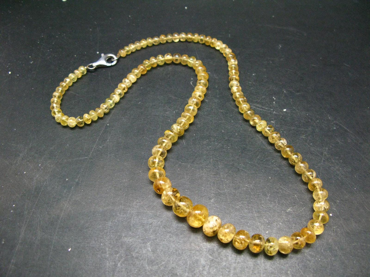 Gem Gold Agni Danburite Silver Necklace From Tanzania - 20'' - 194 Carats