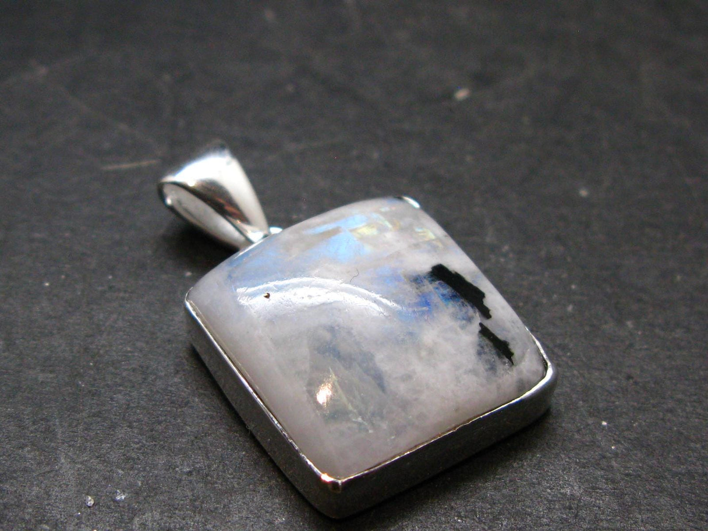Natural Glow From Inside Moonstone Silver Plated Pendant - 1.2" - 5.78 Grams