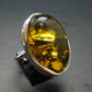 Natural Baltic Amber 925 Silver Ring - Size Adjustable