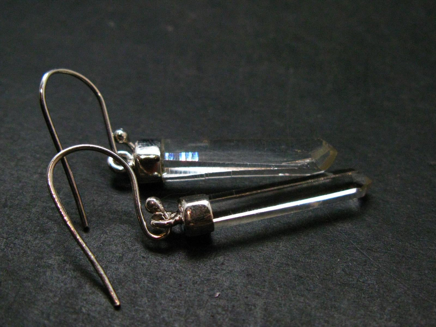 Lemurian Quartz Seed Crystal Silver Earrings From Brazil - 1.6"