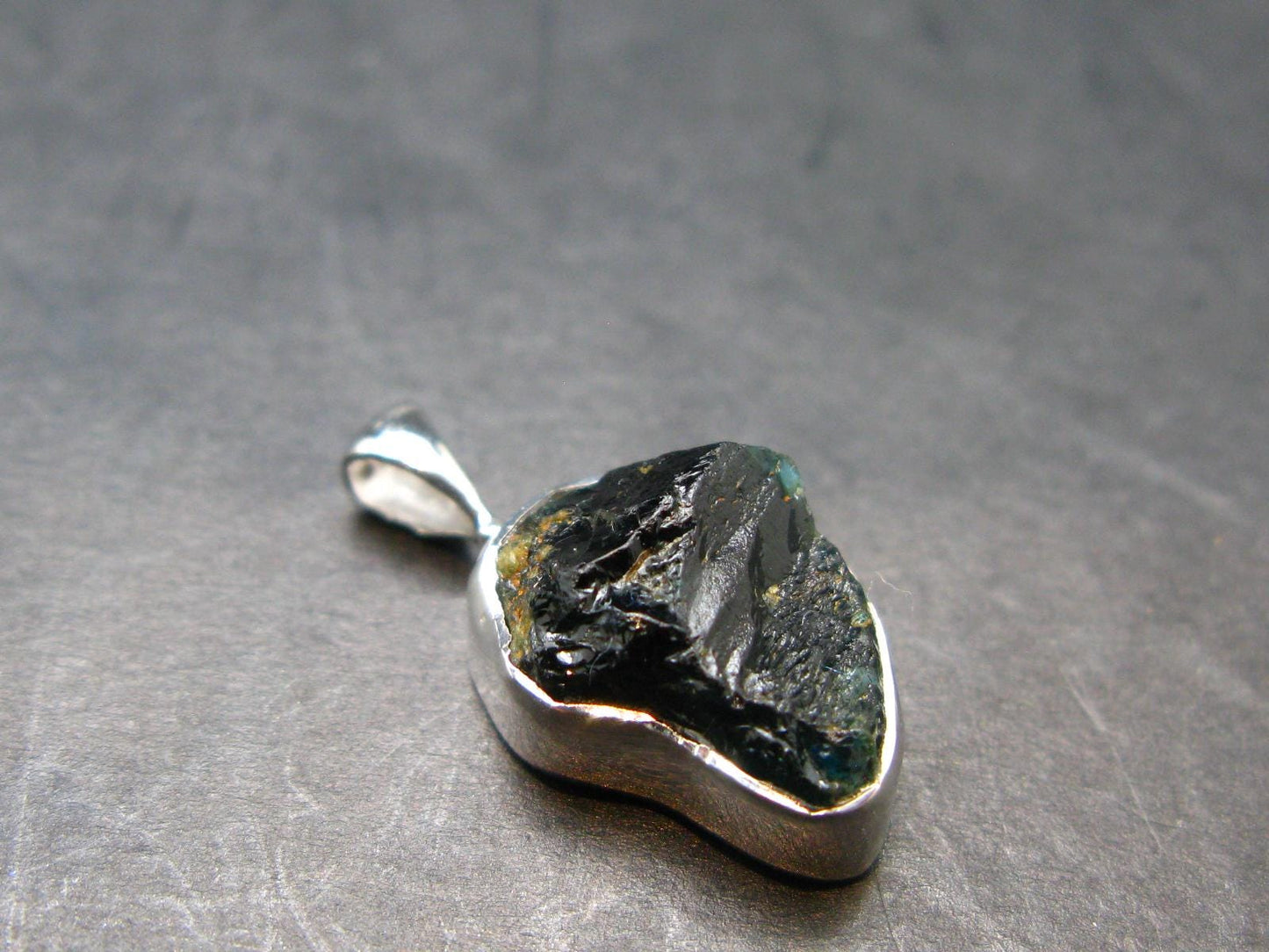 Blue Lazulite Silver Pendant From Pakistan - 0.9" - 2.55 Grams