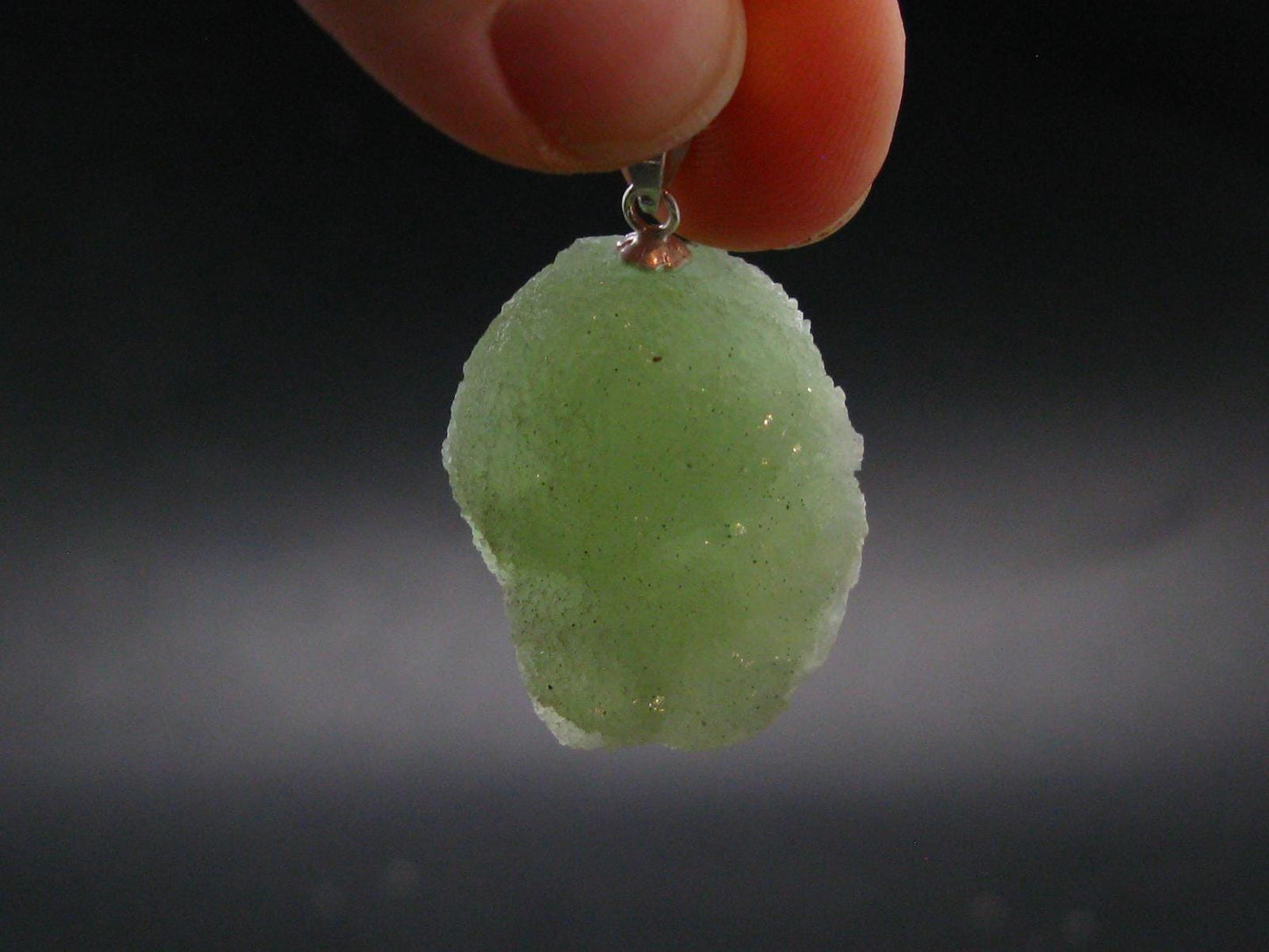 Very nice Prehnite Silver Pendant from Mali - 1.2"