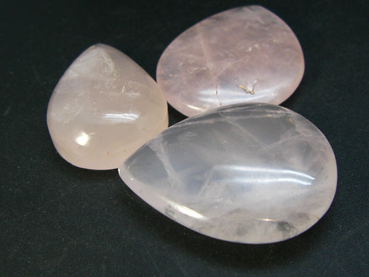 Symbol of Love and Beauty!! Lot of Three Large Delicate Pink Rose Quartz Cabochon from Madagascar