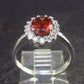 Natural Faceted Red Garnet Rhodium Plated Sterling Silver Ring with CZ - Size 7 - 2.90 Grams