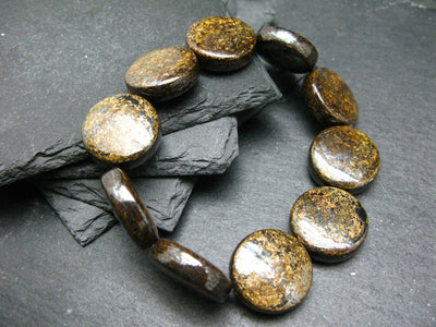 Bronzite Genuine Bracelet ~ 7 Inches ~ 20mm Circle Beads