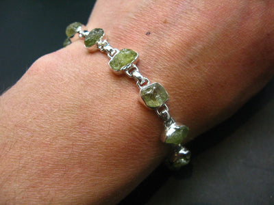 Chrysoberyl Silver Bracelet From Madagascar- 7" - 14.6 Grams