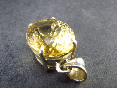 Stone of Success!! Genuine Intense Yellow Citrine Gem Sterling Silver Pendant From Brazil - 1.1" - 6.47 Grams