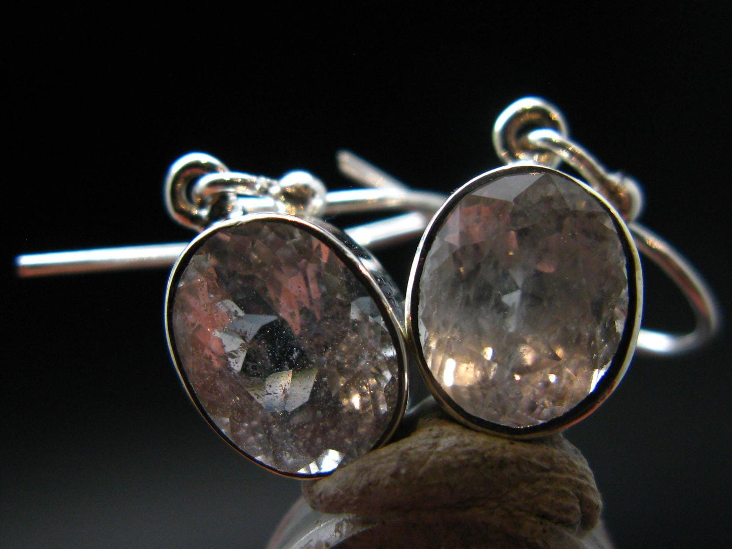 Phenakite Phenacite Silver Earrings From Russia - 3.23 Grams