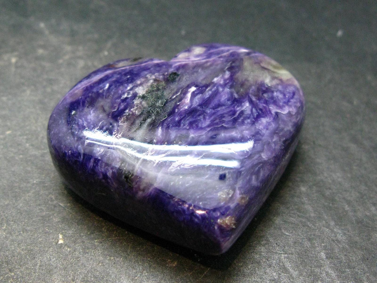 Rare High-Quality Charoite Tumbled Heart From Russia - 1.7" - 54.39 Grams