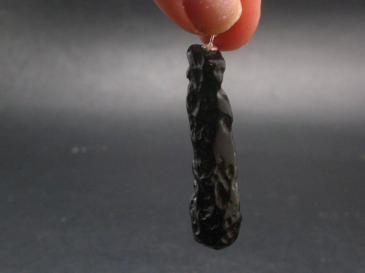 Tibetan Black Tektite Silver Pendant From Tibet - 2.2" - 9.47 Grams