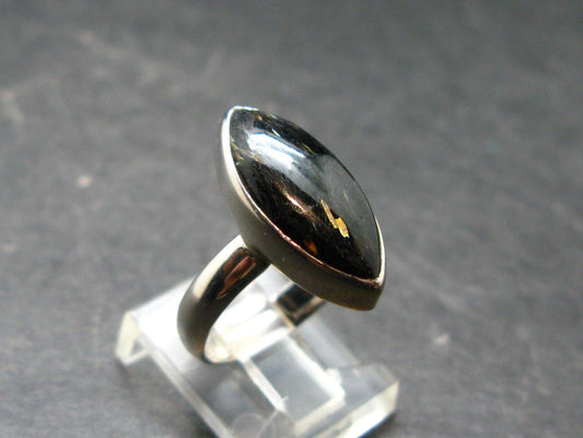 Real!! Very Rare Nuumite Nuummite Sterling Silver Ring from Greenland - 4.59 Grams - Size 6