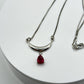 Ruby Crescent Moon Necklace | Sterling Silver | 11" Short Necklace | July Birthstone Jewelry