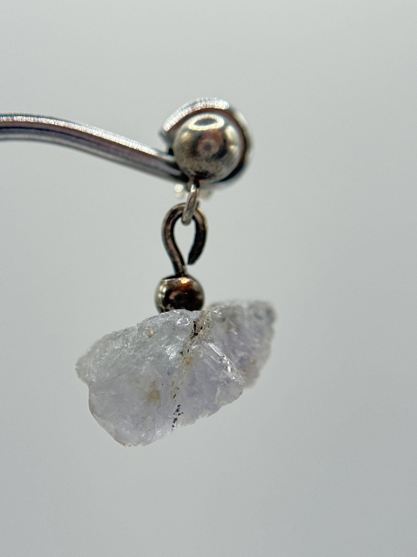 Raw Herderite Crystal Drop Earrings in Sterling Silver – Natural Mineral Dangle - 2.60g