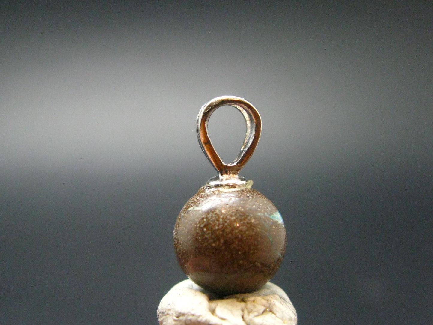 Rare Boulder Opal Silver Pendant from Australia - 0.6" - 1.44 Grams