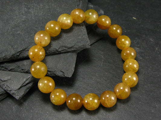Rare Golden Apatite Genuine Bracelet From Mexico ~ 7 Inches ~ 10mm Round Beads