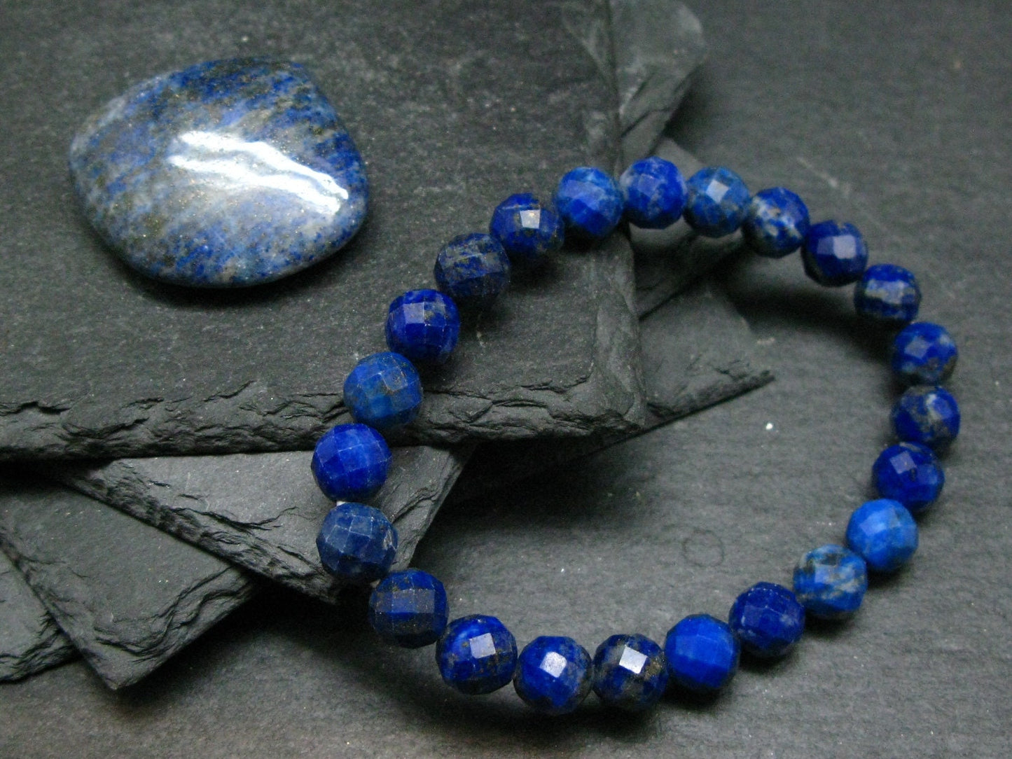 Lapis Lazuli Lazurite Genuine Bracelet ~ 7 Inches ~ 8mm Round Beads