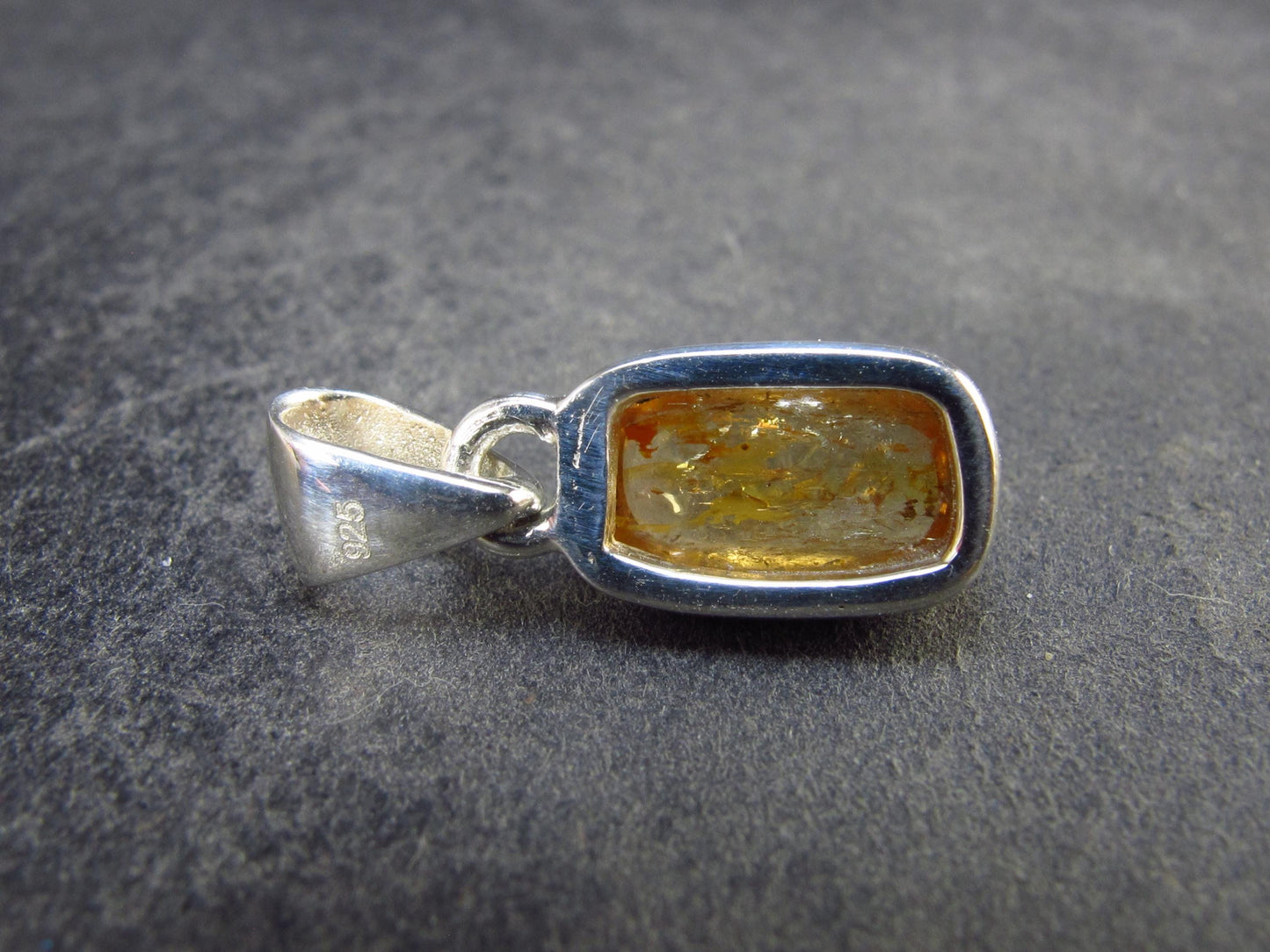 Imperial Topaz Crystal Silver Pendant from Brazil - 0.8" - 2.22 Grams