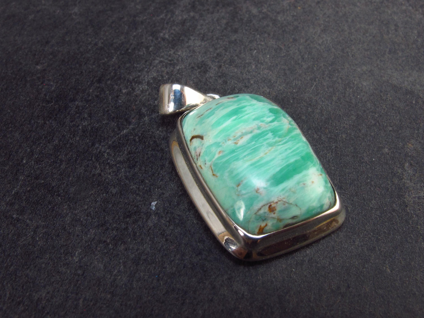 Rare Variscite Sterling Silver Pendant from Utah - 1.3" - 7.0 Grams